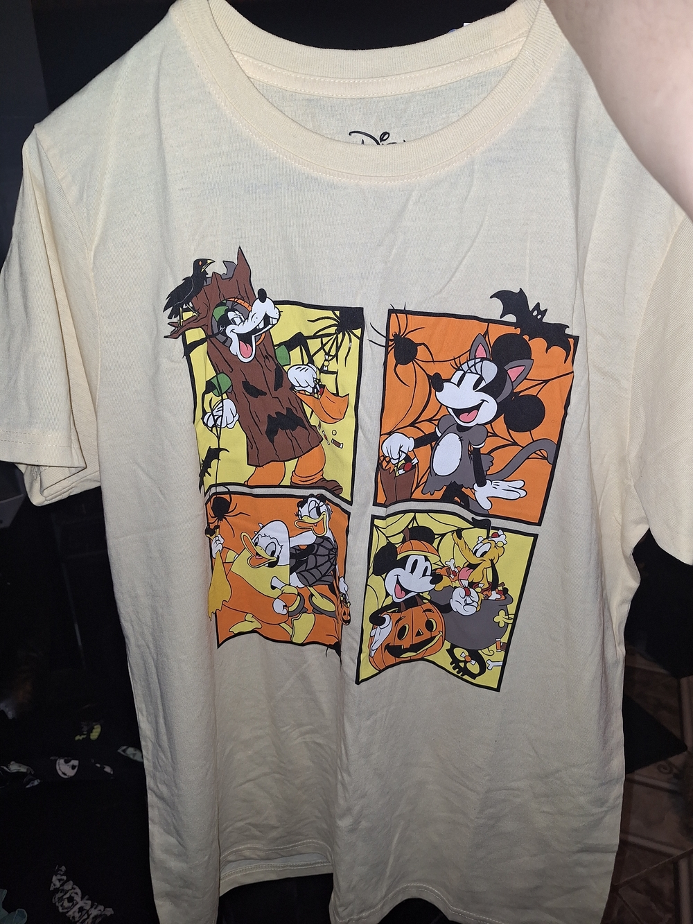 Disney Short Sleeve Tee in Cream with Orange, Black & Yellow Halloween Panels